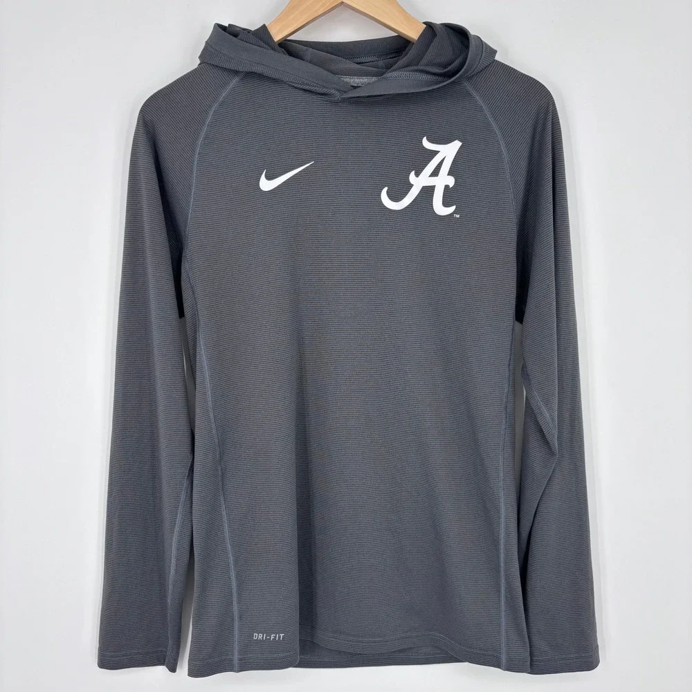 Nike Alabama Crimson Tide Hoodie Mens Small Gray Dri-Fit Lightweight Performance